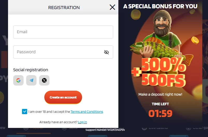 Lucky Mister registration form